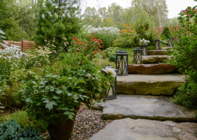 Beautifully designed unique landscaping in Ohio with vibrant flowers